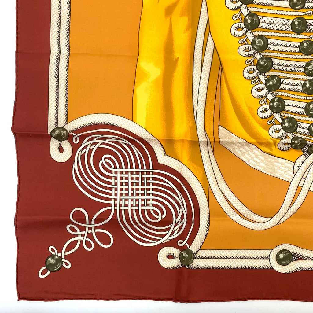 Hermes Carre 90 Brandebourgs Red Yellow Scarf Silk — view 5