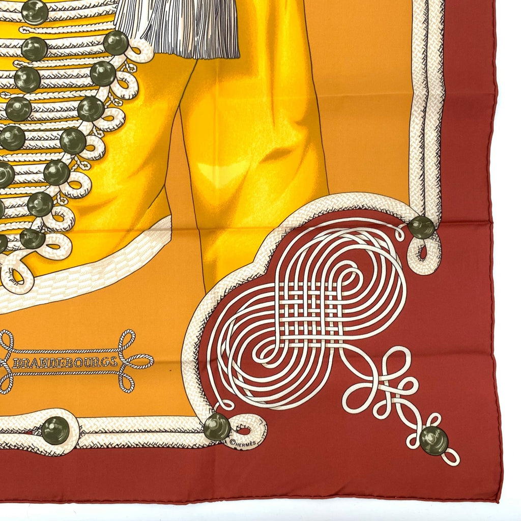 Hermes Carre 90 Brandebourgs Red Yellow Scarf Silk — view 4