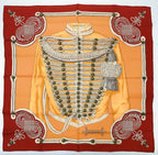 Hermes Carre 90 Brandebourgs Red Yellow Scarf Silk