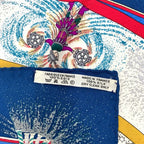 Hermes Carre 90 Feux Dartifice Blue Multicolor Silk Scarf — view 7