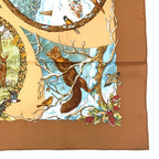 Hermes Carre 90 les Quatre Saisons Four Seasons Brown Animal Flower Scarf Silk — view 5