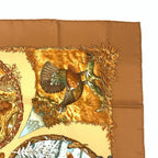 Hermes Carre 90 les Quatre Saisons Four Seasons Brown Animal Flower Scarf Silk — view 3