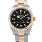 Rolex Explorer SS 18k Yellow Gold Roulette Watch Black Dial