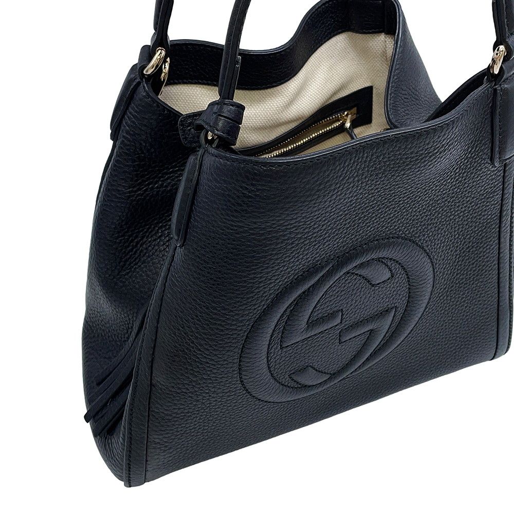 Gucci Handbag Soho Interlocking Leather Bag Black — view 9