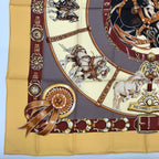 Hermes Carre 90 Chevaux de Trait Yellow Scarf Silk 100% with Special Paper — view 6