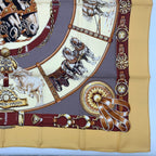 Hermes Carre 90 Chevaux de Trait Yellow Scarf Silk 100% with Special Paper — view 5