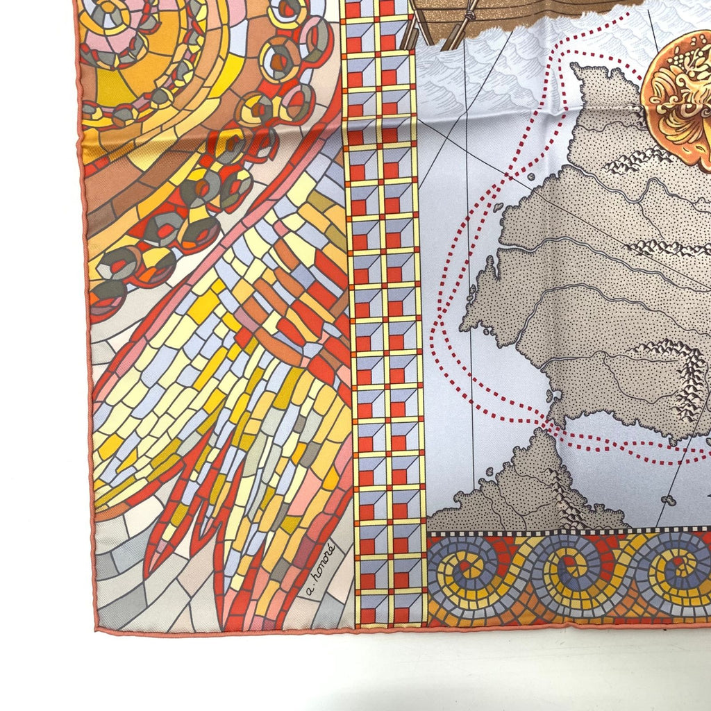 Hermes Carre 90 le Voyage de Pytheas Scarf Multicolor Silk — view 3