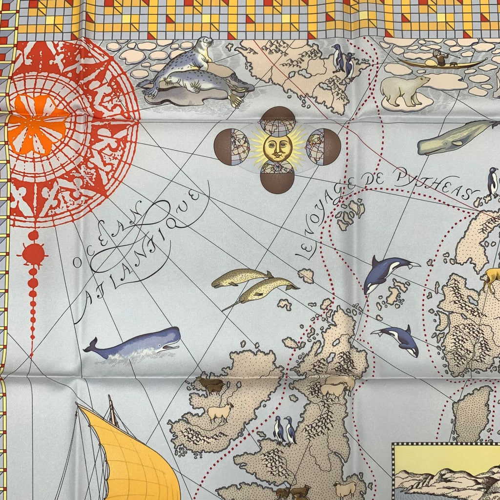 Hermes Carre 90 le Voyage de Pytheas Scarf Multicolor Silk — view 4