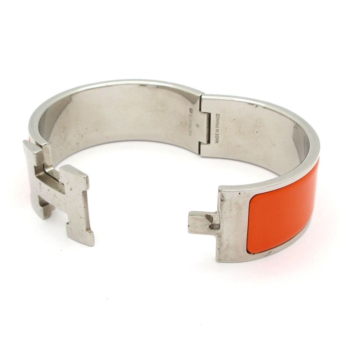 Hermes Bangle Clic Clac Silver Orange Bracelet — view 5
