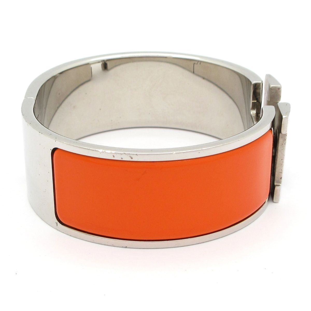 Hermes Bangle Clic Clac Silver Orange Bracelet — view 2