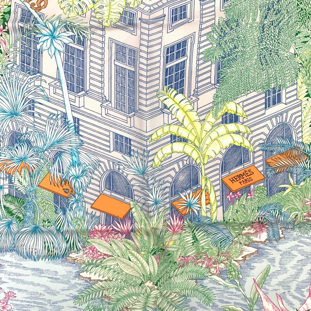 Hermes Carre 90 Faubourg Tropical Collection Multicolor Scarf — view 7