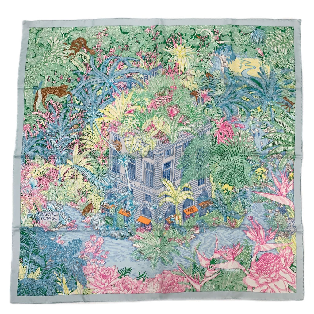 Hermes Carre 90 Faubourg Tropical Collection Multicolor Scarf — view 2