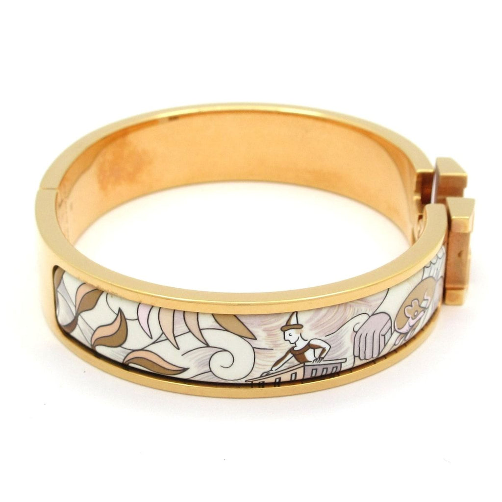 Hermes Bangle Click Gold Multi Horse Pattern Bracelet — view 2