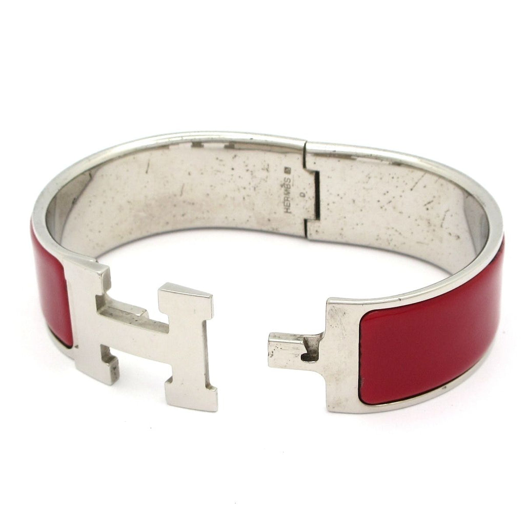 Hermes Bangle Clic Clac Silver Bordeaux Bracelet — view 5