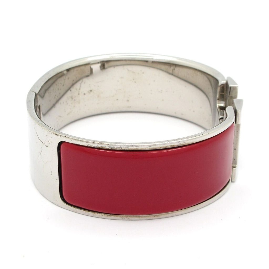 Hermes Bangle Clic Clac Silver Bordeaux Bracelet — view 2