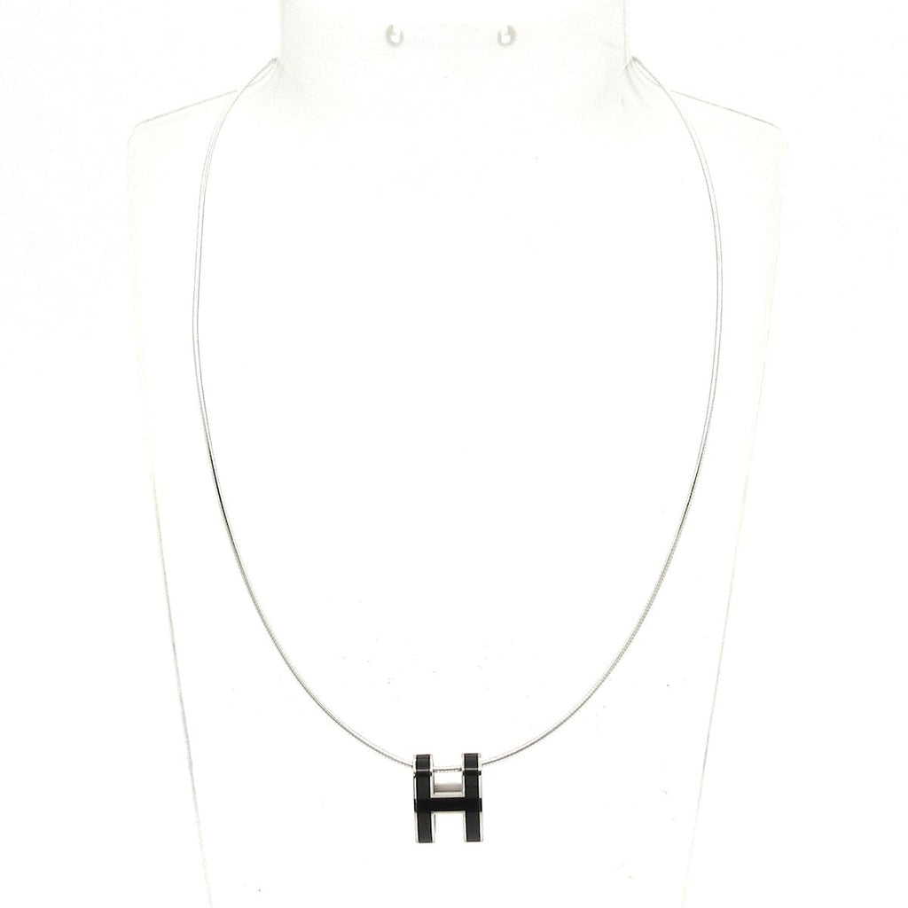 Hermes Necklace Pop Silver Black Chain — view 2