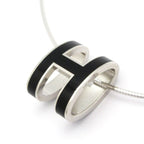 Hermes Necklace Pop Silver Black Chain