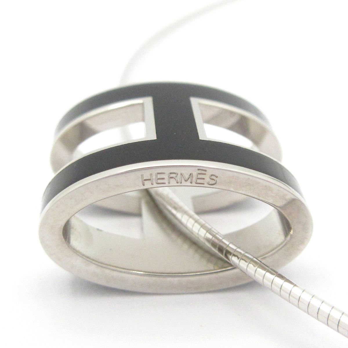 Hermes Necklace Pop Silver Black Chain — view 5