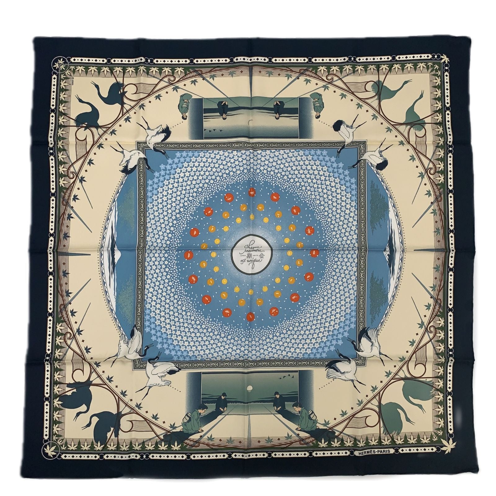Hermes Carre 90 Chaque Rencontre Est Unique Ichi Era Ichie Scarf Kacho Fugetsu — view 2