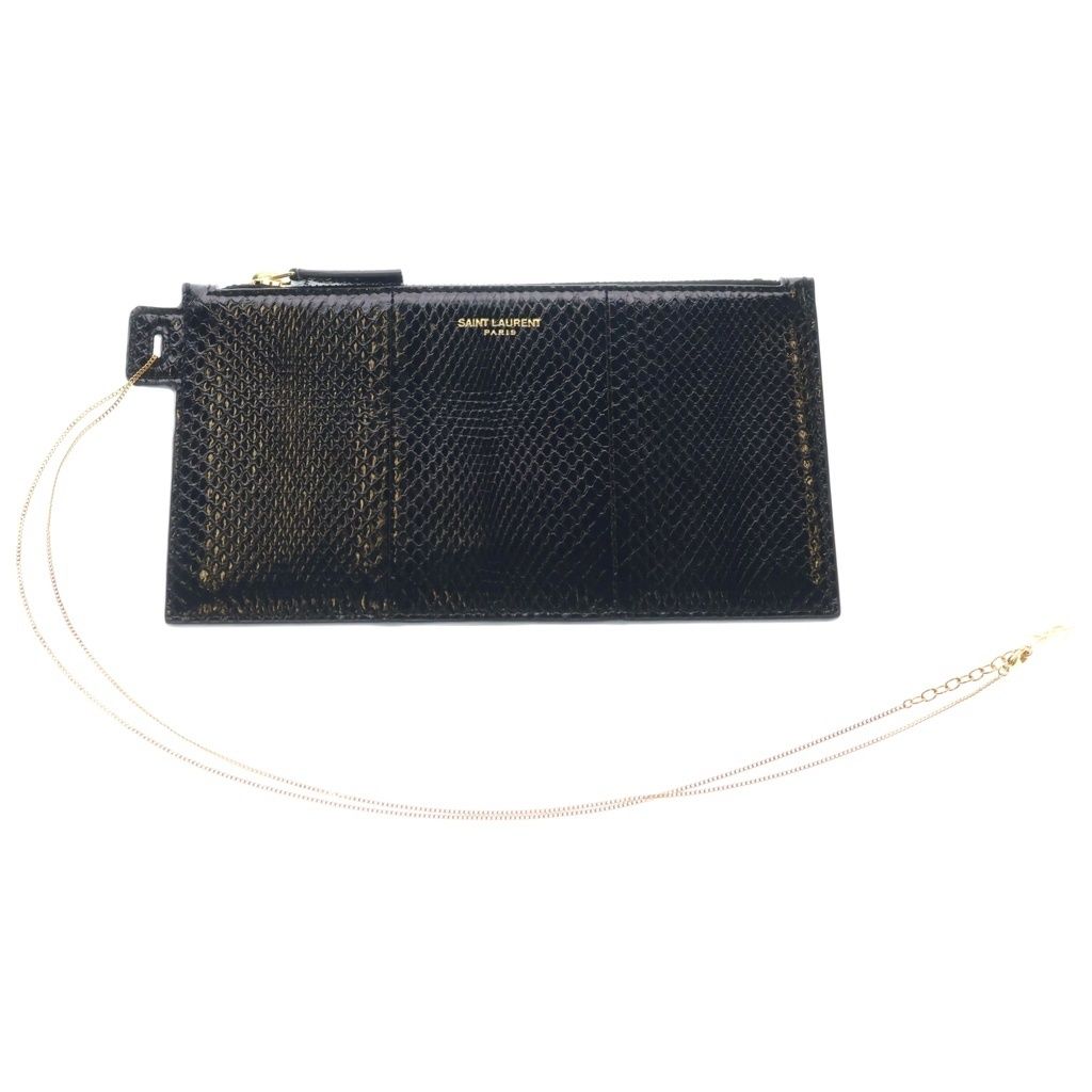 Saint Laurent Paris YSL Pouch Chain Pochette Black Leather