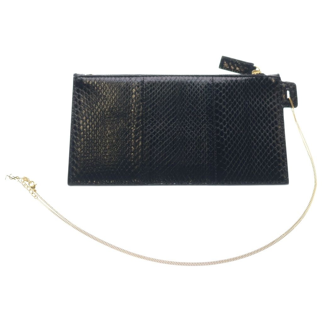 Saint Laurent Paris YSL Pouch Chain Pochette Black Leather — view 2