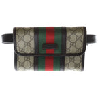 Gucci GG Supreme Sherry Line Shoulder Bag Brown Beige Leather