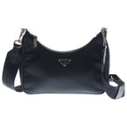 Prada Re Edition 2-Way Shoulder Bag Black Nylon Silver
