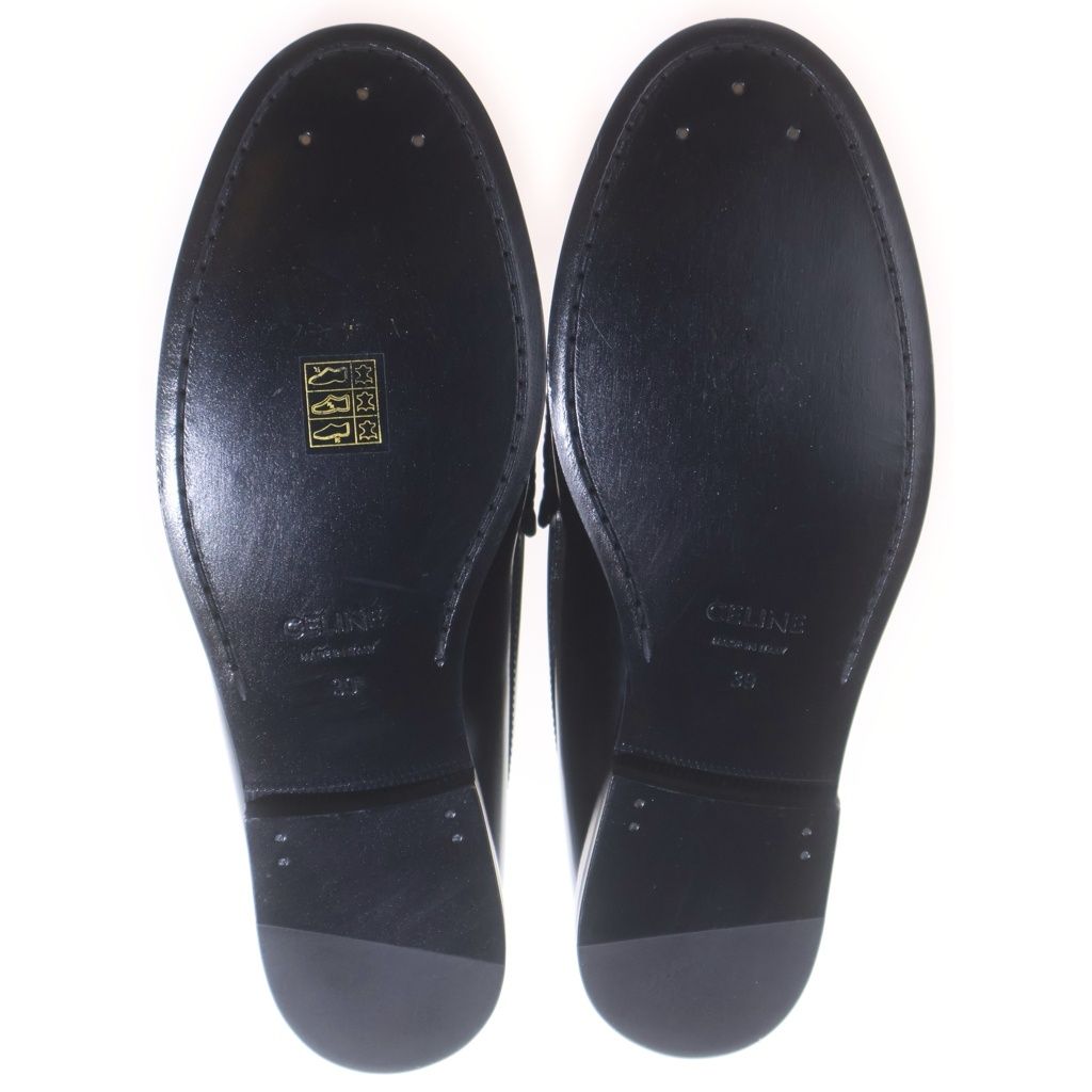 Celine Luco Triomphe Leather Loafers Black Gold — view 5
