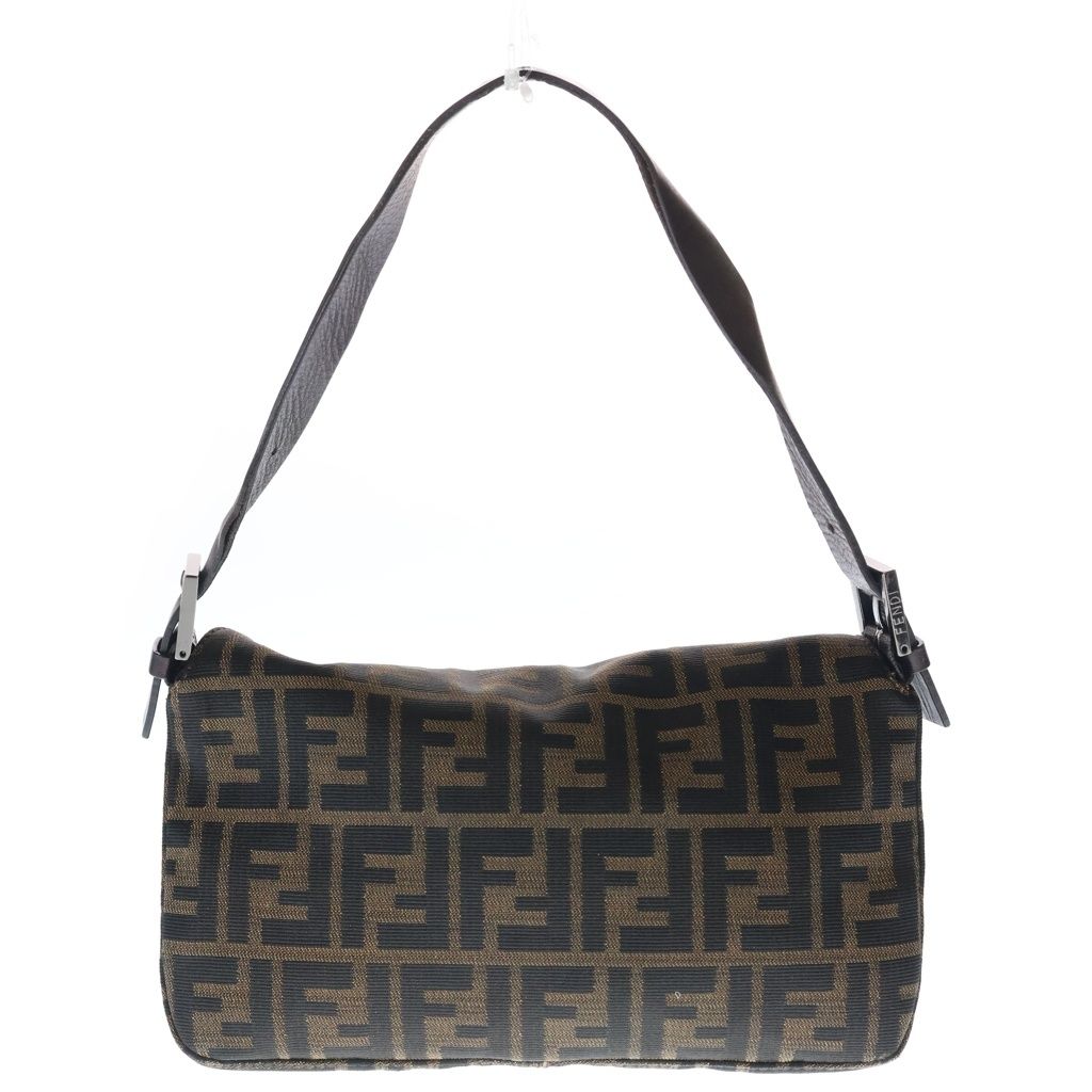Fendi Zucca Mamma Bucket Shoulder Bag Brown Leather Canvas Black — view 2