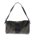 Fendi Zucca Mamma Bucket Shoulder Bag Brown Leather Canvas Black