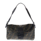 Fendi Zucca Mamma Bucket Shoulder Bag Brown Leather Canvas Black