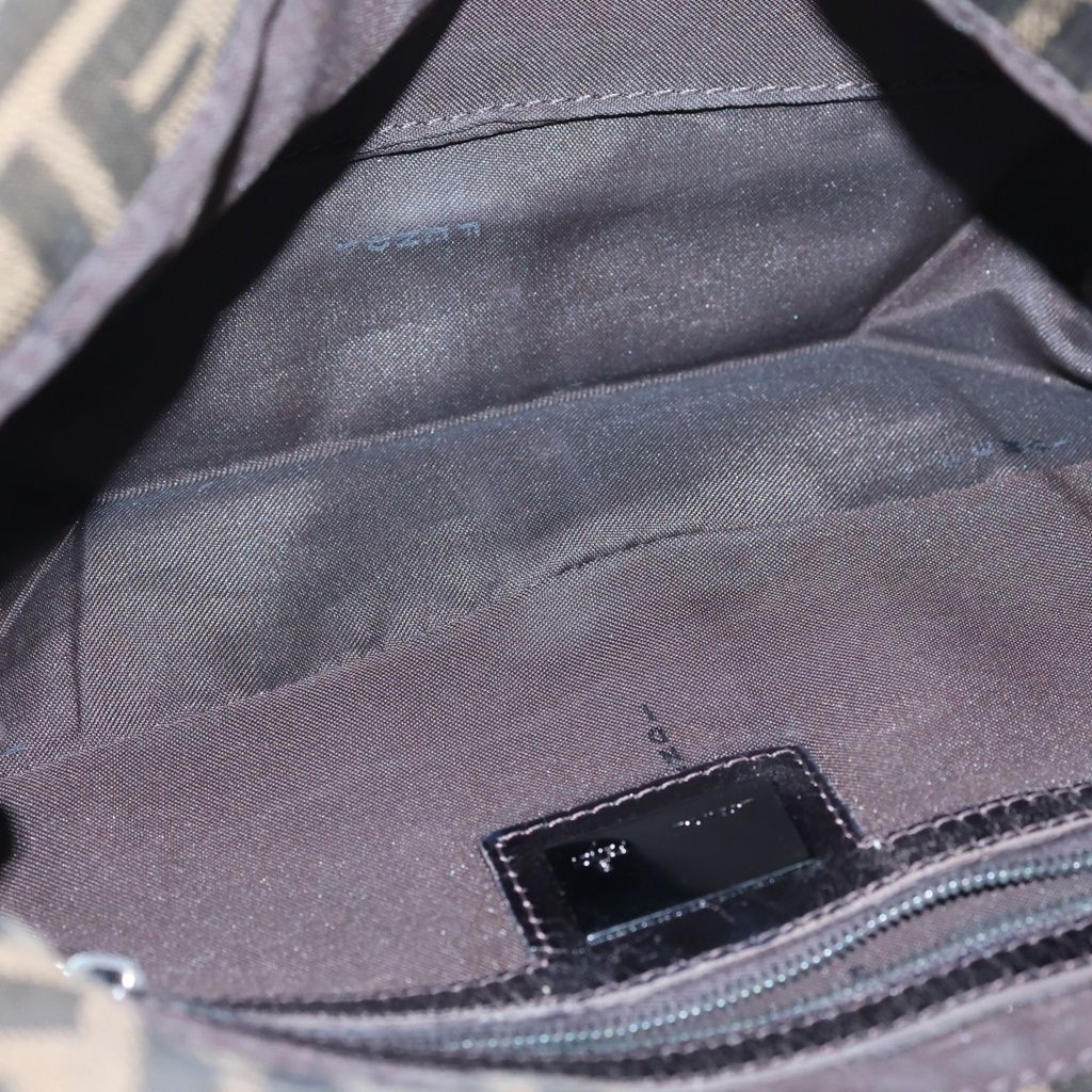 Fendi Zucca Mamma Bucket Shoulder Bag Brown Leather Canvas Black — view 5