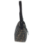 Fendi Zucca Mamma Bucket Shoulder Bag Brown Leather Canvas Black — view 3