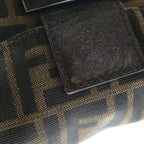 Fendi Zucca Mamma Bucket Shoulder Bag Brown Leather Canvas Black — view 6