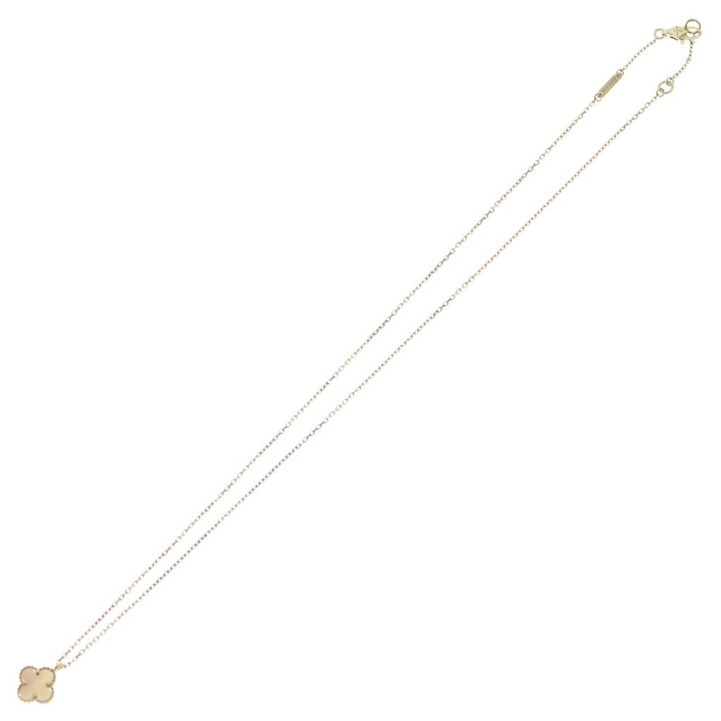 Van Cleef & Arpels Sweet Alhambra Mother of Pearl Pendant Chain Gold — view 2