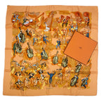 Hermes Carre 90 Concerto Orange Silk 100% Scarf