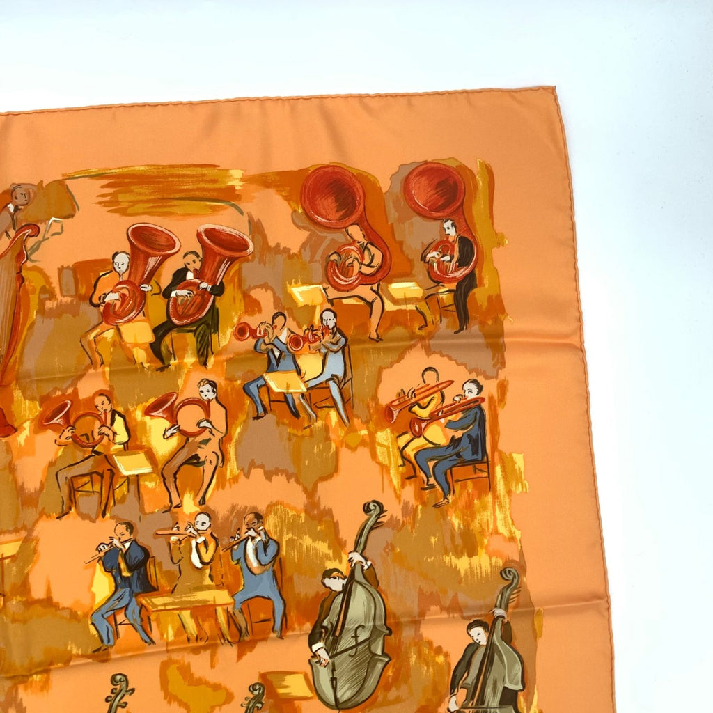Hermes Carre 90 Concerto Orange Silk 100% Scarf — view 4