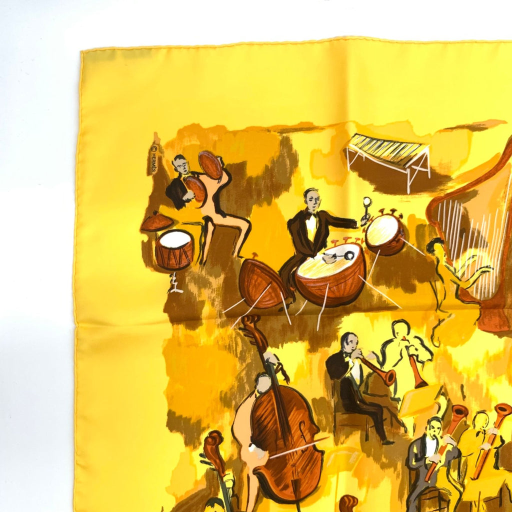 Hermes Carre 90 Concerto Scarf Yellow — view 3