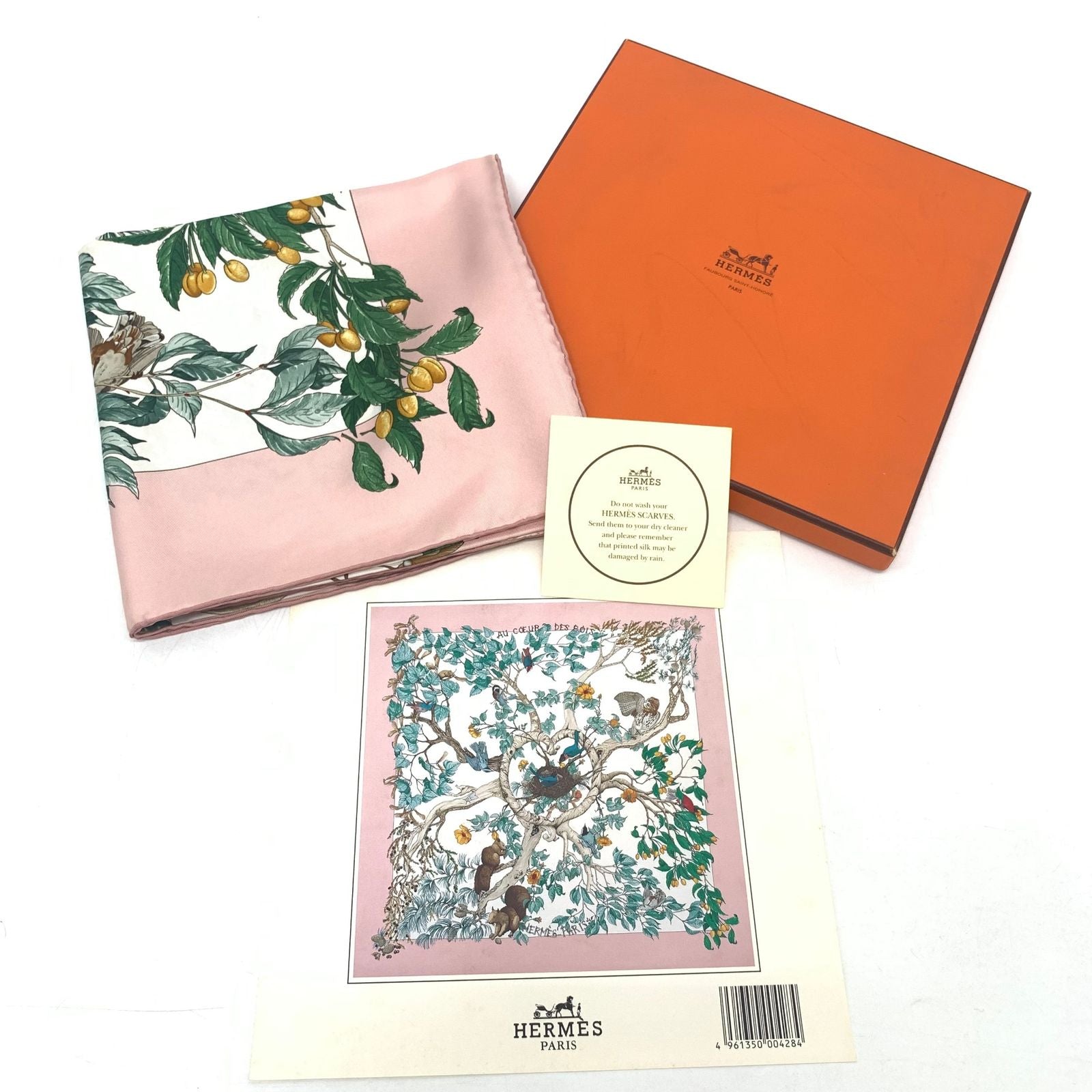 Hermes Carre 90 AU Coeur Des Bois in the Forest Pink Silk Scarf — view 3