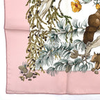 Hermes Carre 90 AU Coeur Des Bois in the Forest Pink Silk Scarf — view 7