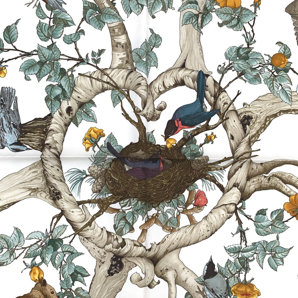 Hermes Carre 90 AU Coeur Des Bois in the Forest Pink Silk Scarf — view 8