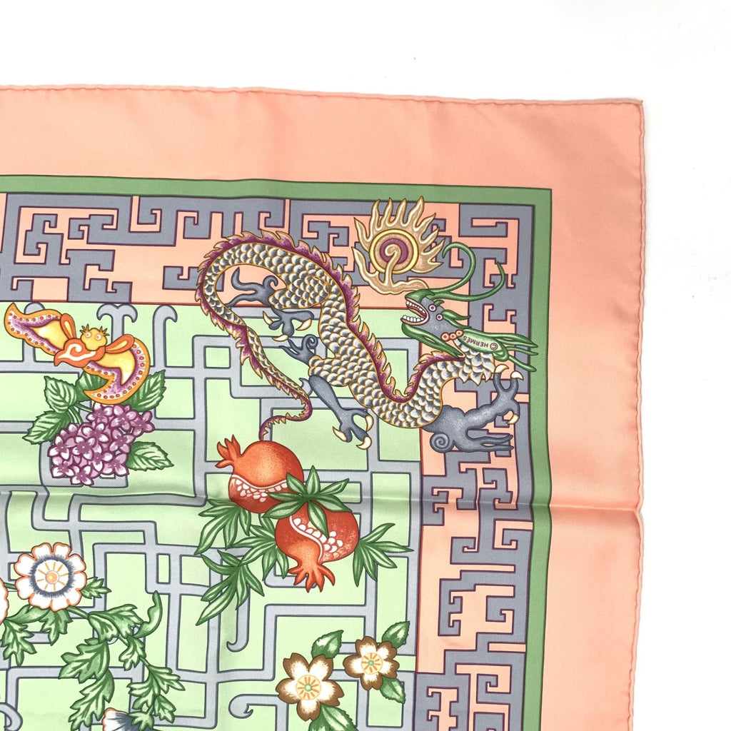 Hermes Scarf Carre 90 Turandot Orange Blue Pink — view 4