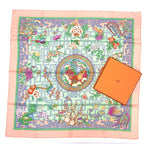 Hermes Scarf Carre 90 Turandot Orange Blue Pink