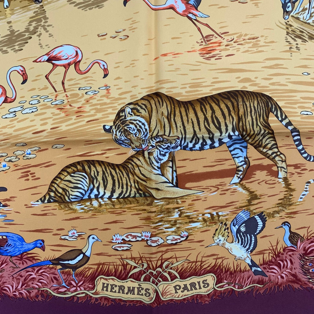 Hermes Carre 90 Large Scarf Silk la Trve de Leau Water Truce Robert Dale Full — view 9