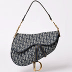 Dior Saddle Bag Trotter Navy All Over Print Cotton Canvas