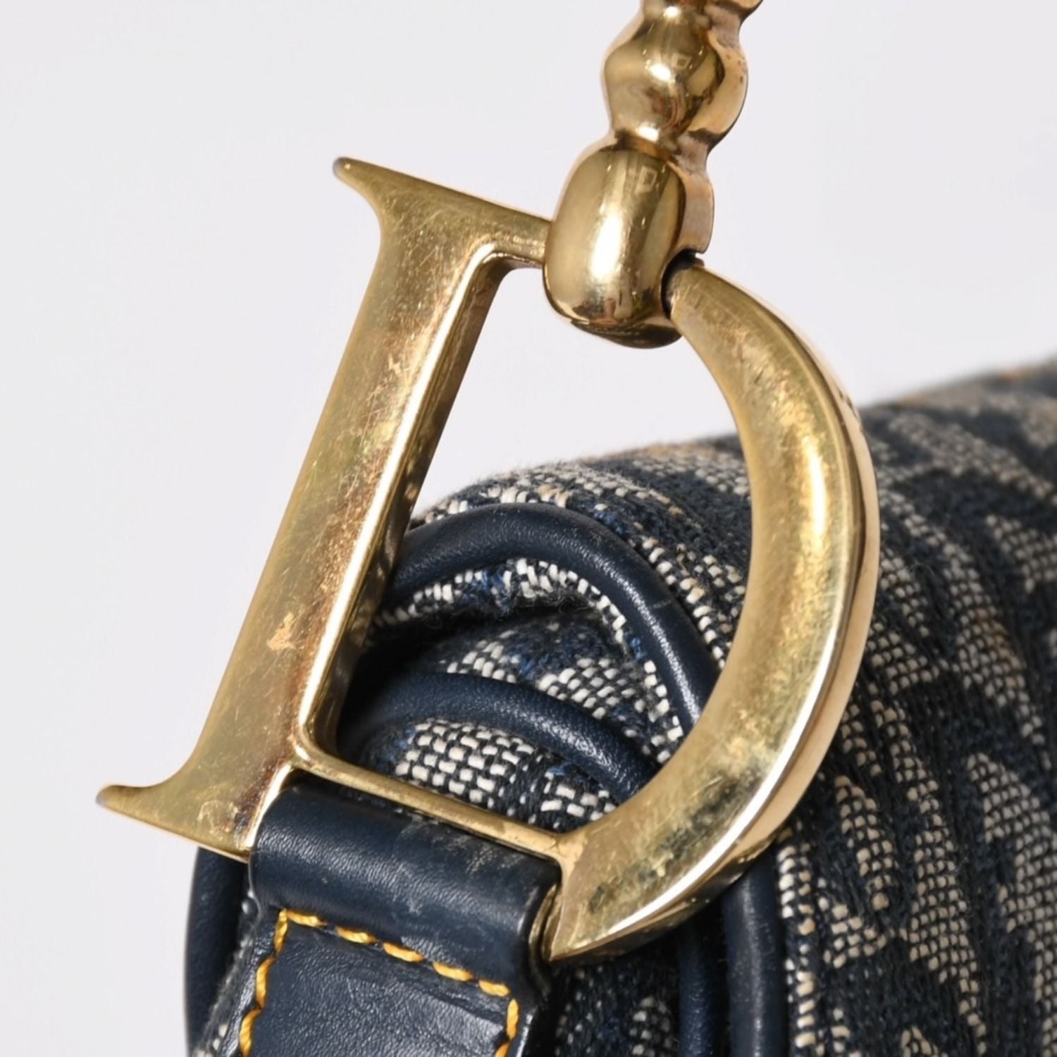 Dior Saddle Bag Trotter Navy All Over Print Cotton Canvas — view 5