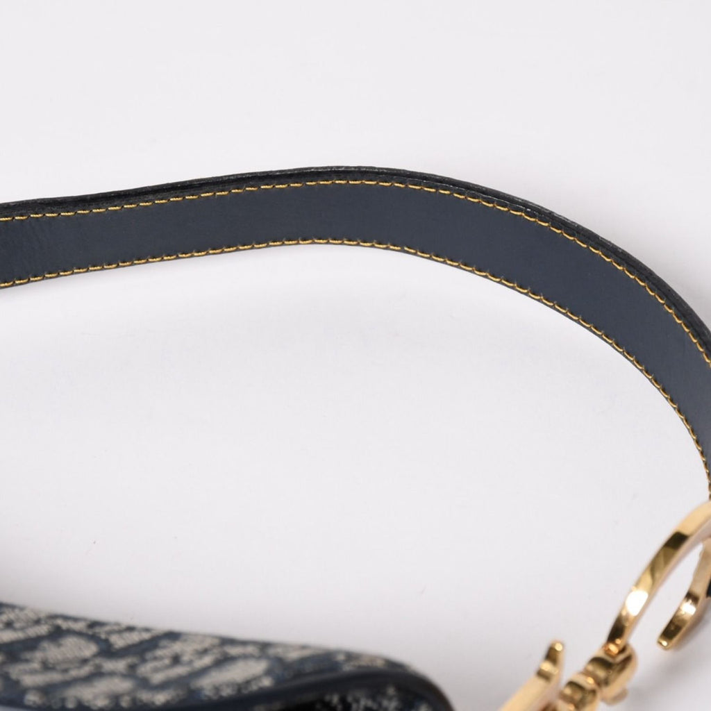 Dior Saddle Bag Trotter Navy All Over Print Cotton Canvas — view 7