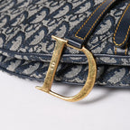 Dior Saddle Bag Trotter Navy All Over Print Cotton Canvas — view 8