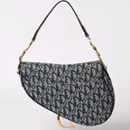 Dior Saddle Bag Trotter Navy All Over Print Cotton Canvas — view 2