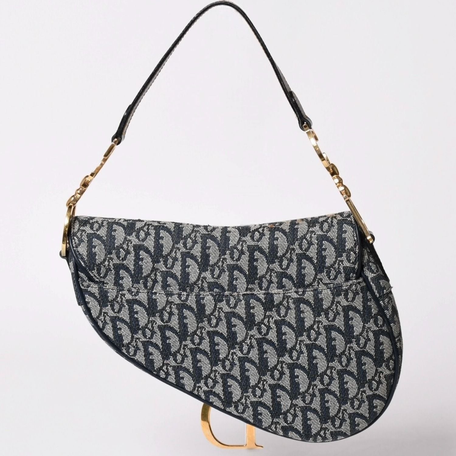 Dior Saddle Bag Trotter Navy All Over Print Cotton Canvas — view 2
